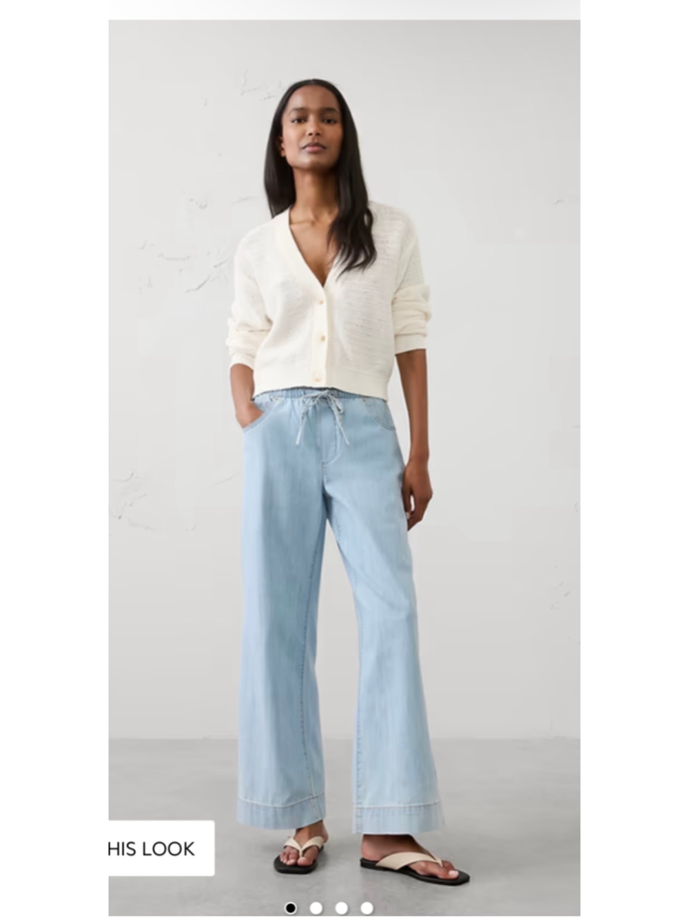 Banana Republic Wide Leg Jeans Size Small Light Blue Drawstring Waist